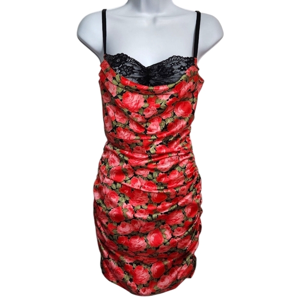 For Love And Lemons Floral Ruched Mini Dress Womens Size Small - Picture 2 of 14